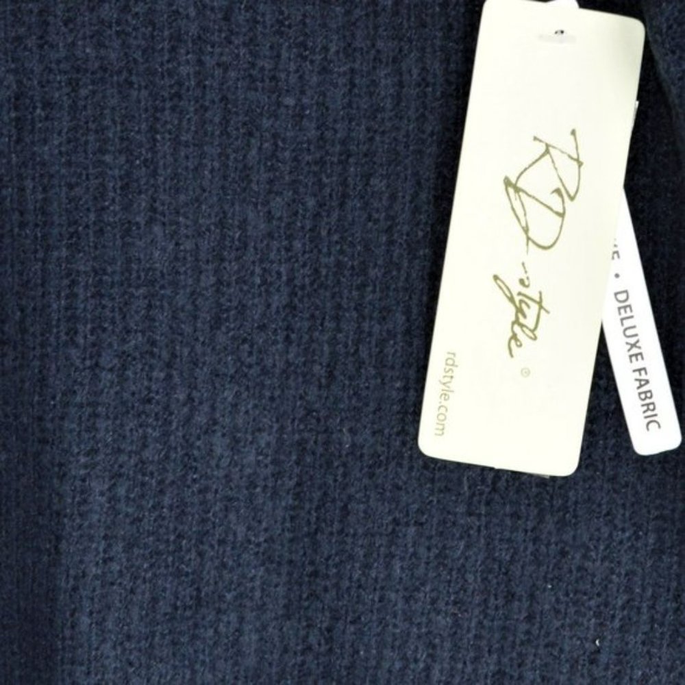 NWT RD Syle V-Neck Ribbed Sweater Navy - Picture 7 of 8